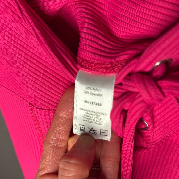 Year of Ours High-Waisted Lace-Up Football Leggings Ribbed Hot Pink XS - Picture 7 of 12